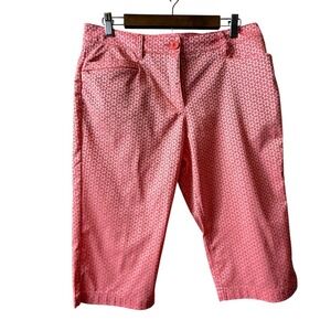 Nivo by Lanctot Women Coral White Floral Golf Capri Pants Size 10 Cropped Sport